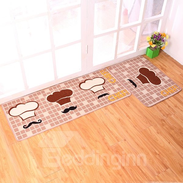 Creative Chef Hat Pattern Kitchen Rugs 1 Set