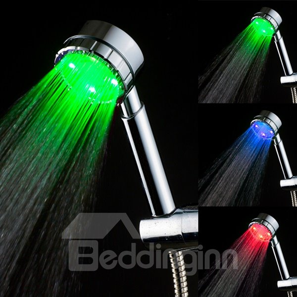 Rainfall 3 Colors Changing According To Temperature Handhold LED Shower Head