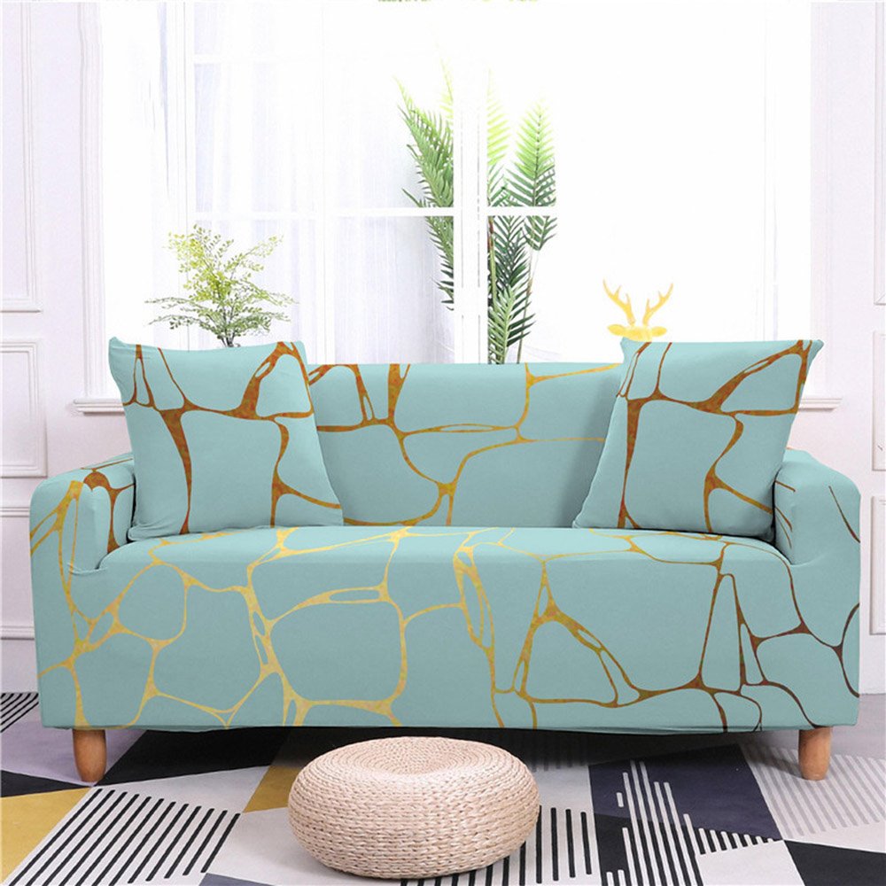 1/2/3/4 Seater Stretch Sofa Cover Geometric Marble Printed Couch Covers Slipcovers Elastic Universal Furniture Protector