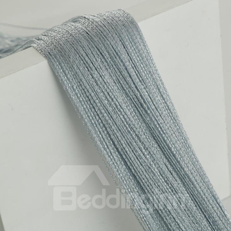 Decoración de puerta divisoria de habitación con cortina de hilo negro/gris puro