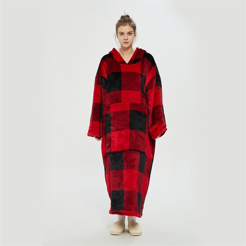 Wearable Blanket Sweatshirt for Women and Men, Super Warm and Cozy Giant Blanket Hoodie, Thick Flannel Blanket with Sleeves and Giant Pocket