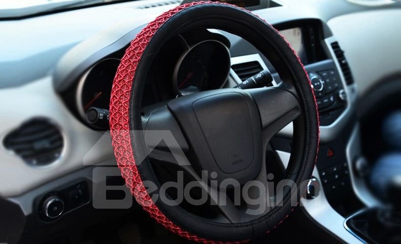 High Quality Thick Net Pattern Solid Color Steering Wheel Cover