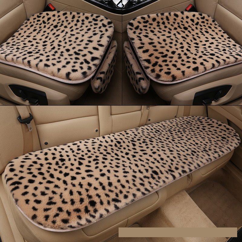 Leopard Comfort Car Seat Cover Front and Rear Bench Seat Cushion Protector Interior Accessories Soft Non-Slip Bottom Car Seat Covers