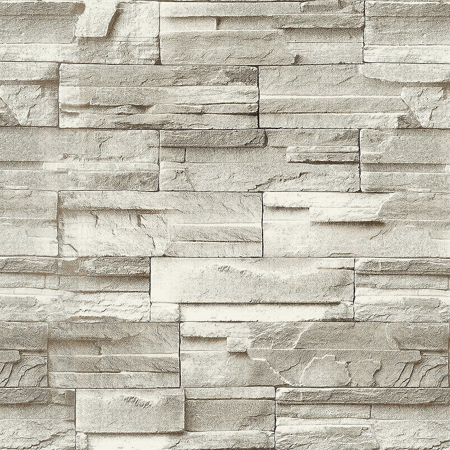 Jeweluck Stone Wallpaper Peel and Stick Wallpaper 17.7inch×118.1inch Brick Contact Paper Peel and Stick Backsplash for Kitchen Wallpaper Removable Brick Wallpaper for Living Room Decorative Vinyl