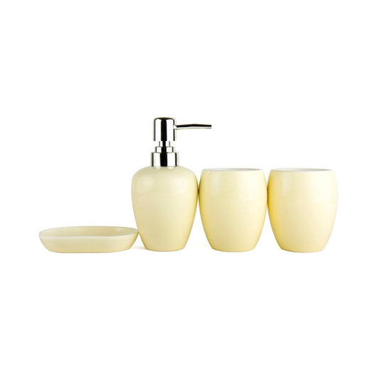 Light Colored Glaze Ceramics 4-Pieces Bathroom Accessories