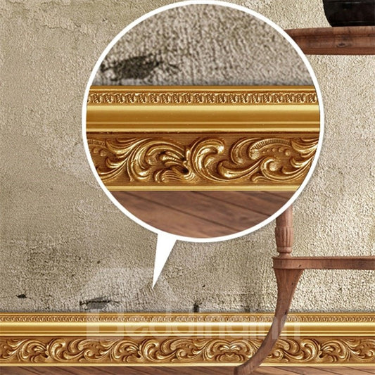 Golden Floral Pattern PVC Waterproof Eco-friendly Self-Adhesive Baseboard Wall Stickers
