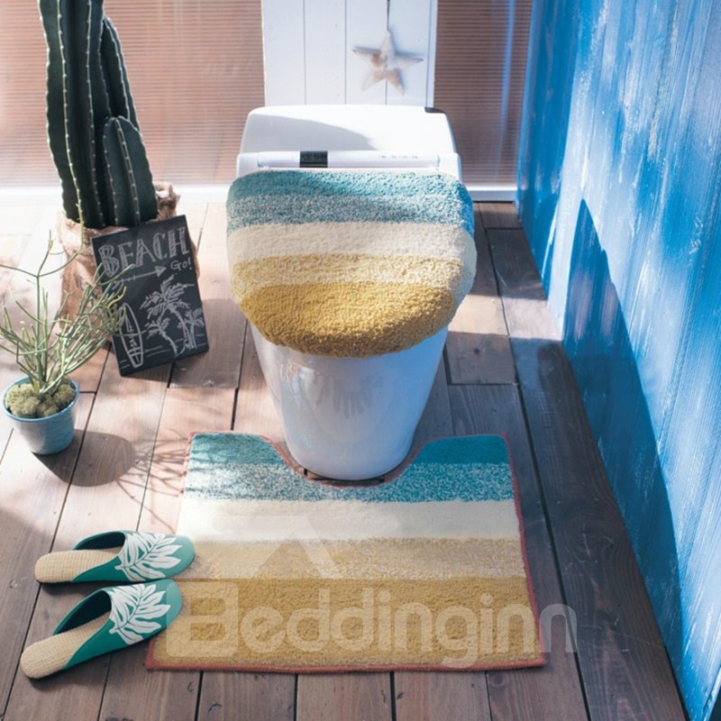 Zweifarbige 3-teilige WC-Sitzbezug-Sets aus Baumwolle