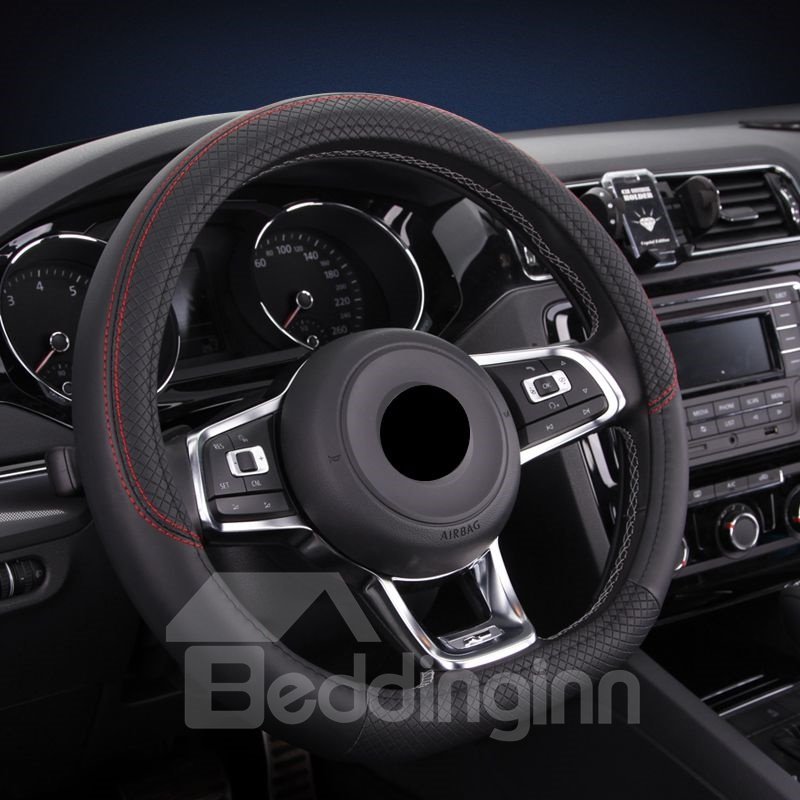 Permeability Microfiber Leather Cost-Effective Steering Wheel Cover Suitable for Most Round Steering Wheels