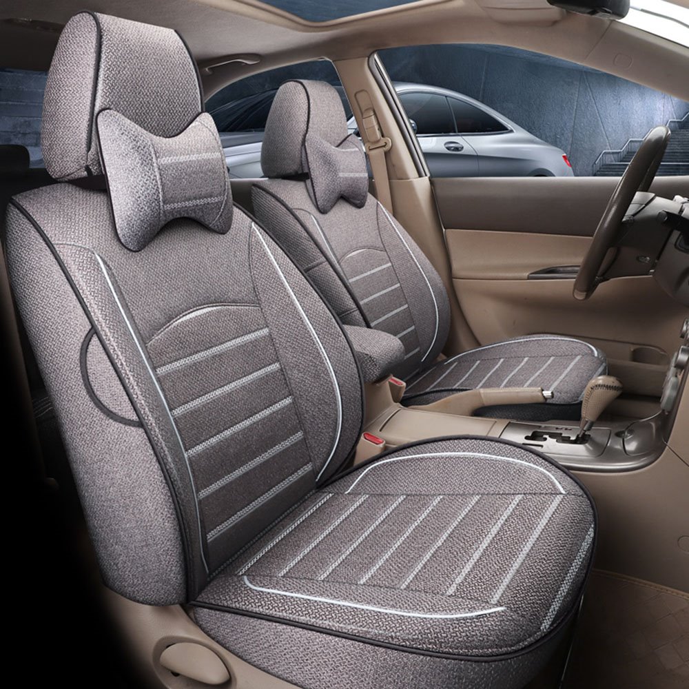 5 Seater Custom Fit Seat Covers High Quality Linen Material Breathable Environmentally Friendly and Durable with 2 Pillows