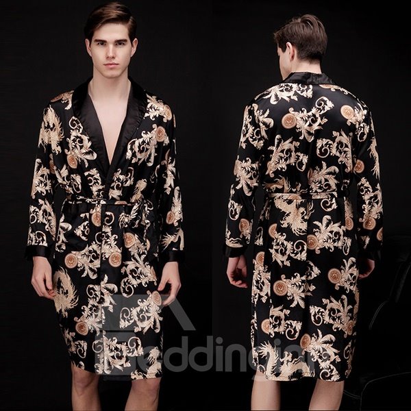 Cómoda bata de baño de manga larga de seda helada