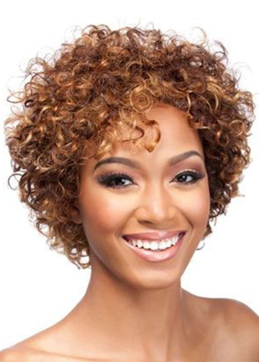 Women's Short Length Afro Curly Synthetic Hair Wigs Capless Wigs 14inch