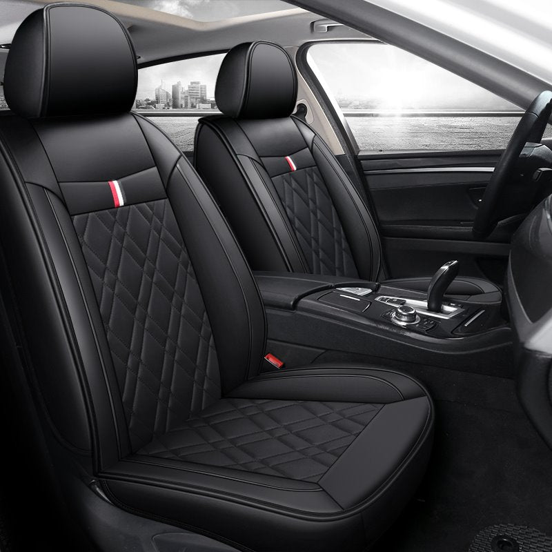 Simple Style 5PCS Car Seat Covers Full Set with Waterproof Leather Airbag Compatible Automotive Vehicle Cushion Cover Universal Fit for Most Cars £¨Ford Mustang and Chevrolet Camaro are Not Suitable£©