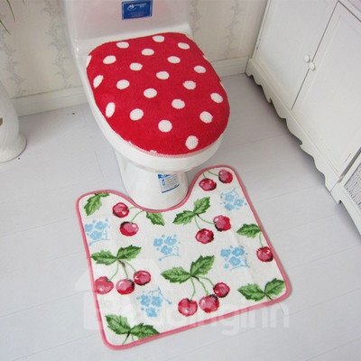 Sweet Plush Cherry 3-piece Toilet Seat Cover and Rug Set