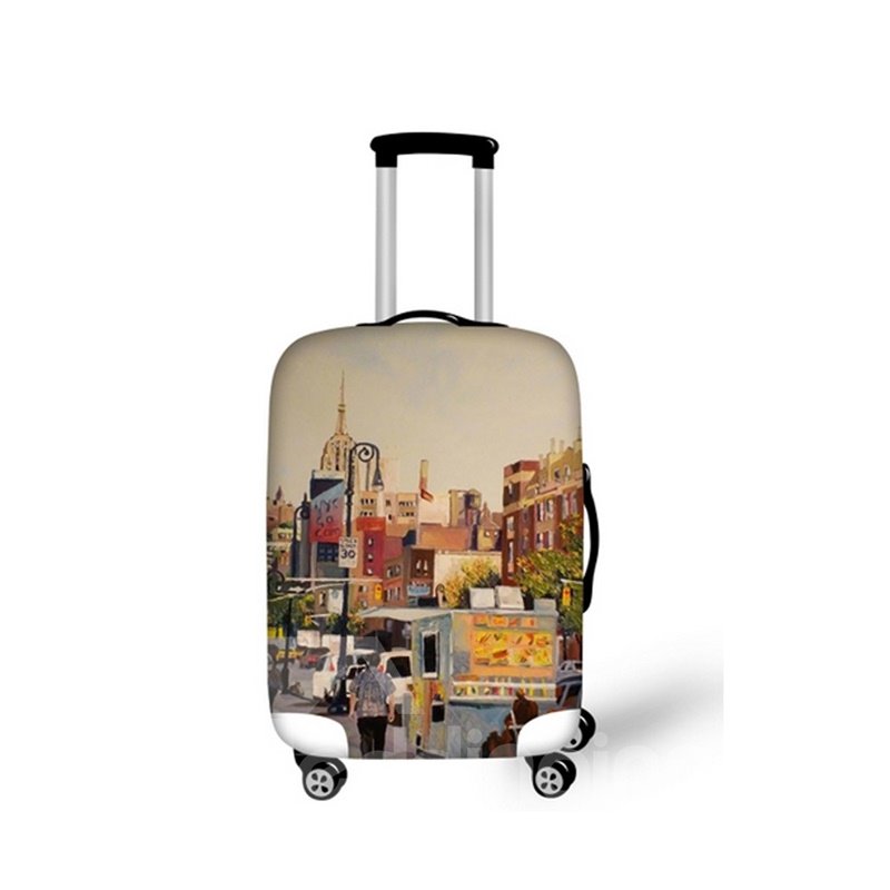 Oil Style City Street Pattern 3D Painted Luggage Protect Cover