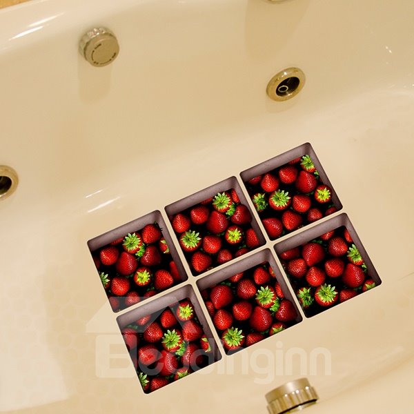 Wonderful Strawberry Pattern 3D Bathtub Stickers