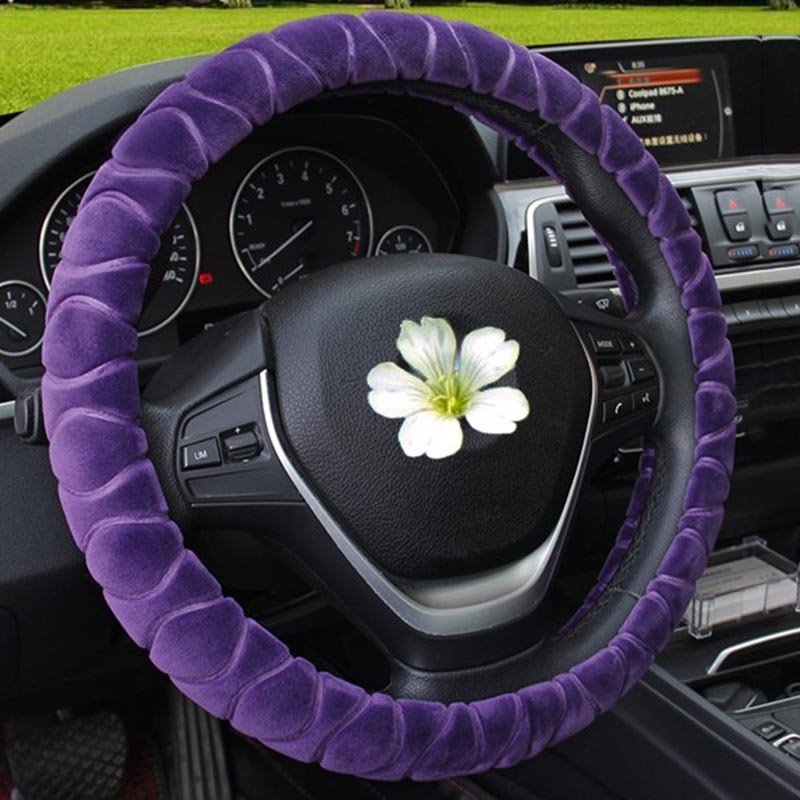 Plush Embossed Automobile Steering Wheel Cover