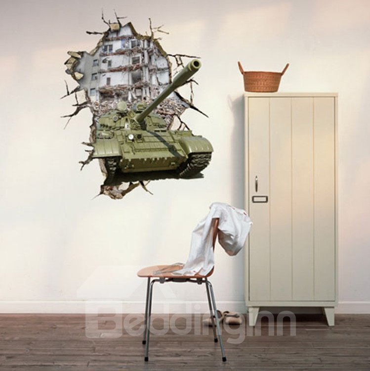 Unique Design Amazing Tank Through Hole 3D Wall Sticker