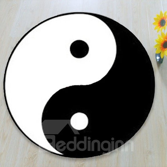 Characteristic Black and White Chinese Yinyang Pattern Rug