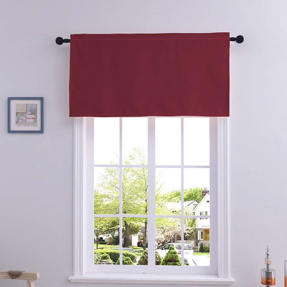 American Style Simple Plain Window Valance American Short Polyester Valance for Kitchens Bathrooms Basements & More
