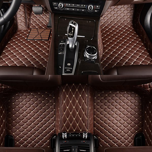 Classic Custom-Made Grid Line Design Fashion Coffee Colored Car Floor Mats
