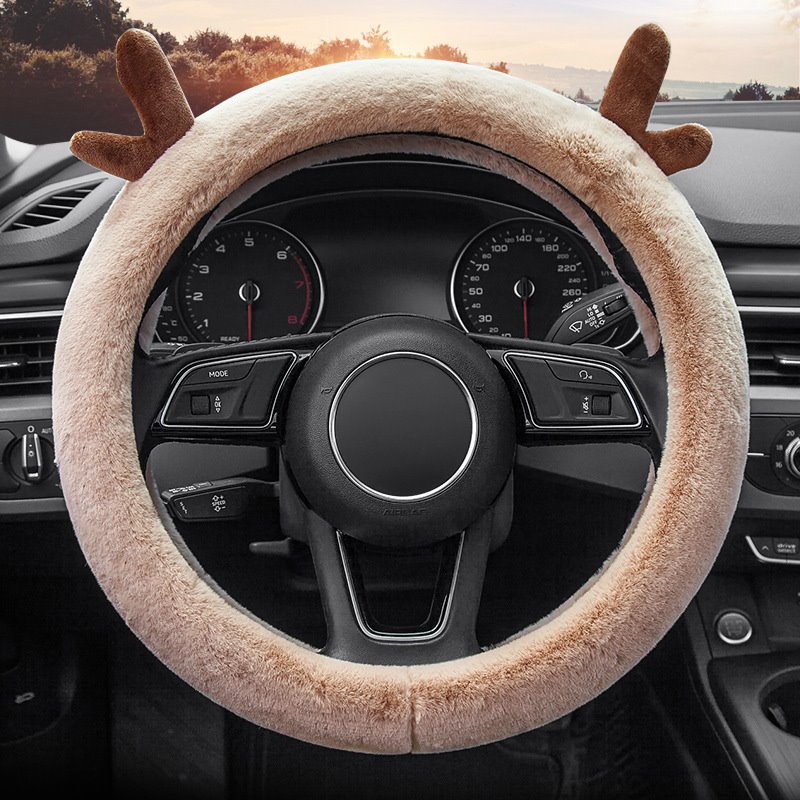 Deer Route Car Steering Wheel Cover, Microfiber Leather Car Interior with Anti-Slip Design, Universal 15 Inch Automotive Wheel Cover