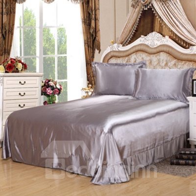 Sábana plana sedosa de estilo lujoso, fresca y suave, de color sólido