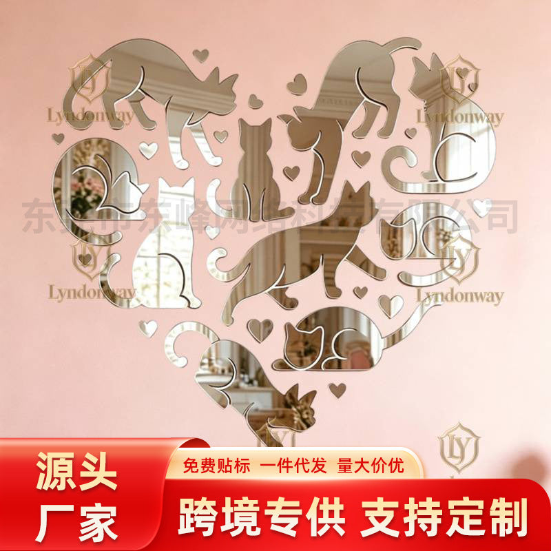 Silver Heart shaped Acrylic - 3D acrylic mirror wall sticker