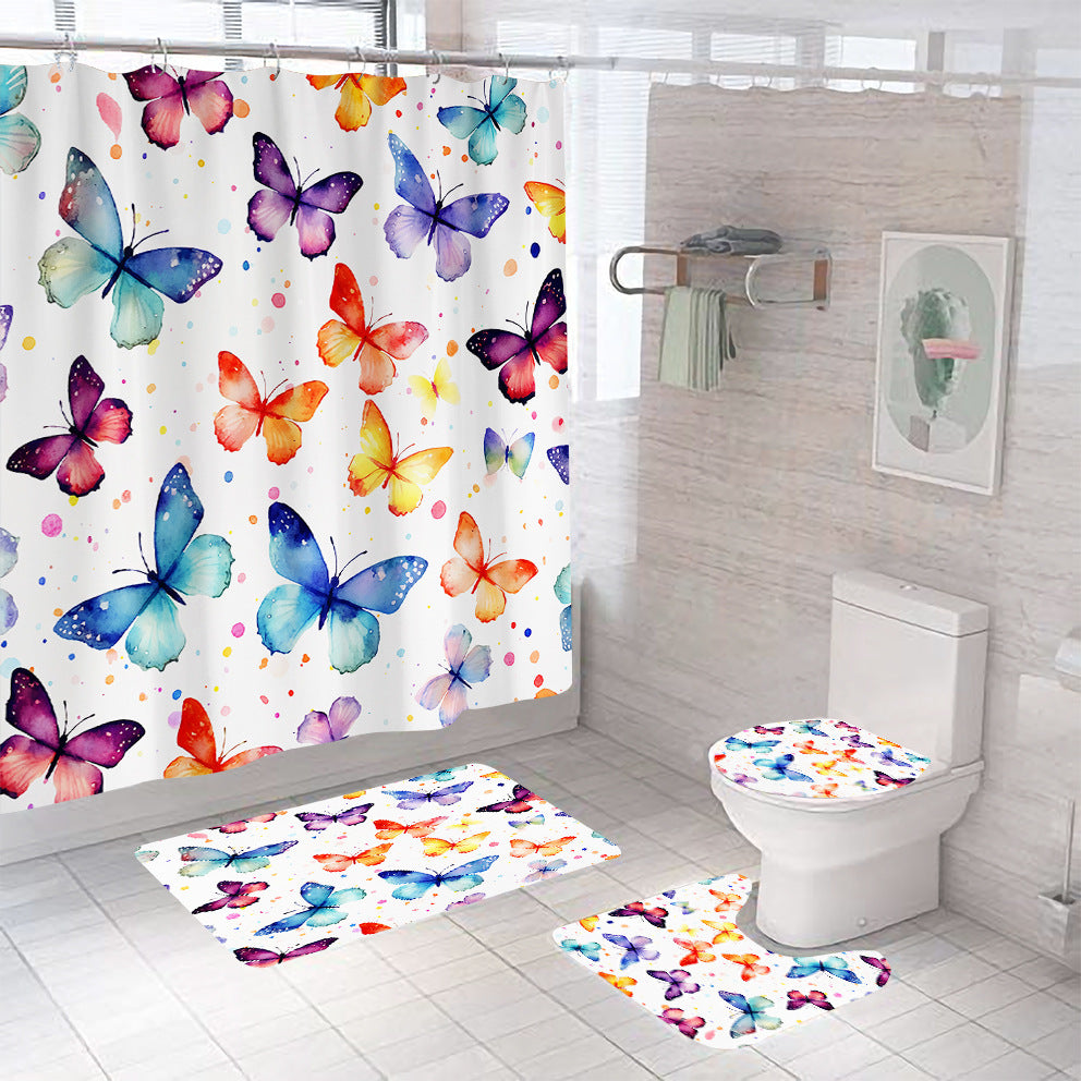 butterfly flowers shower curtain - shower curtain