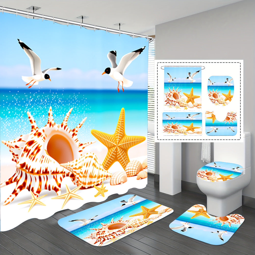 ocean starfish shower curtain bathroom set