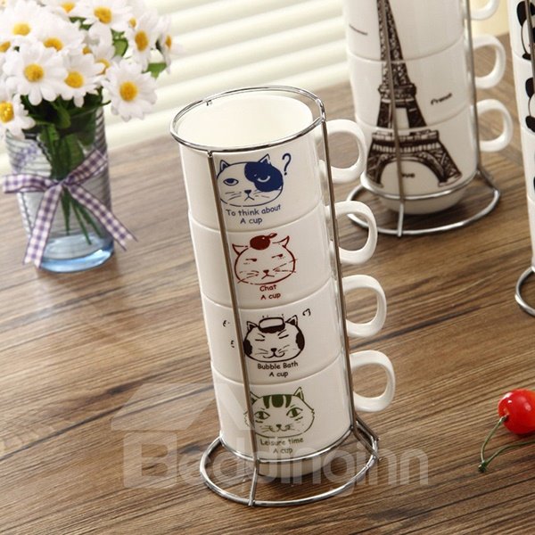 Amazing Creative Cute Cat Print Ceramic Coffee Mugs Sets