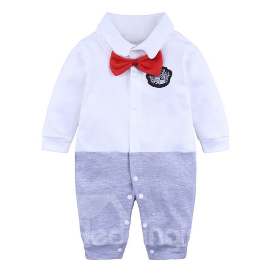 Long Sleeve Cotton Material Gentleman Fastener Infant Jumpsuit/ Baby Bodysuit