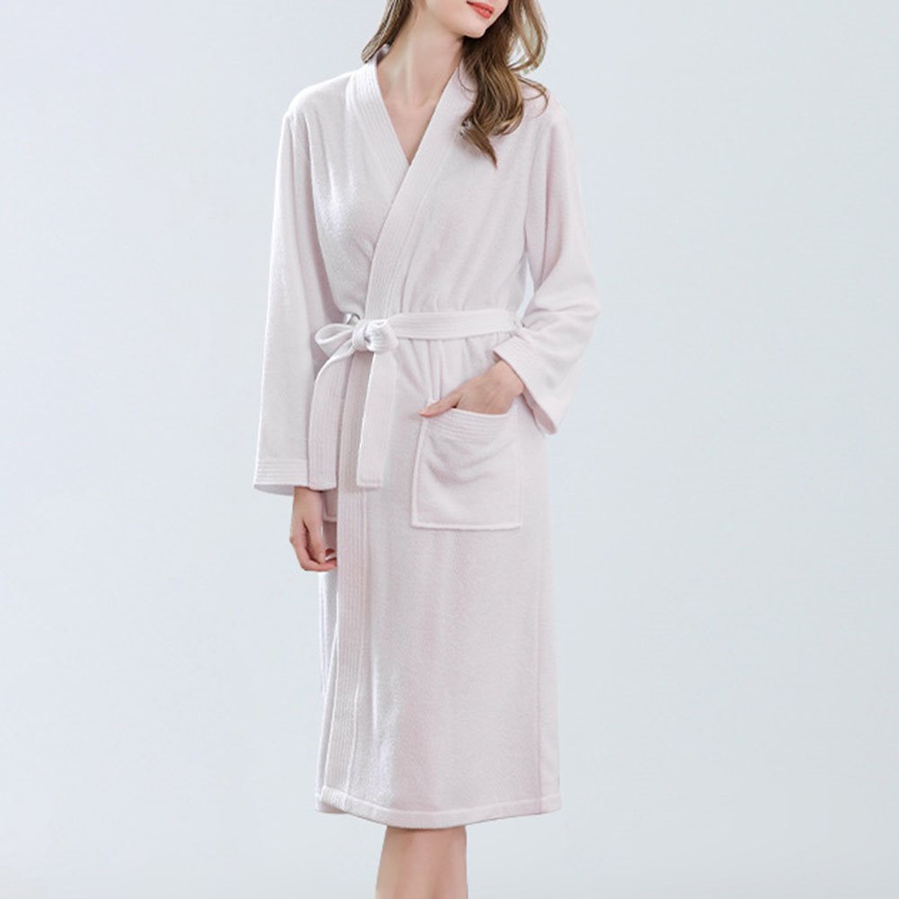 Schlichter, einfacher Schnür-Einzel-Schnür-Damen-Nachtmantel, weicher Bademantel