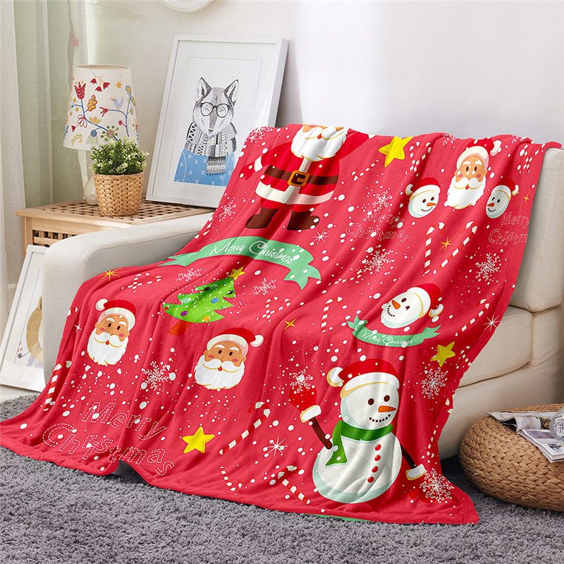 Christmas 3D Blanket Coral Fleece Office Blanket Sofa Blanket Bedroom Blanket Keep Warm in Winter Polyester New Year Gift