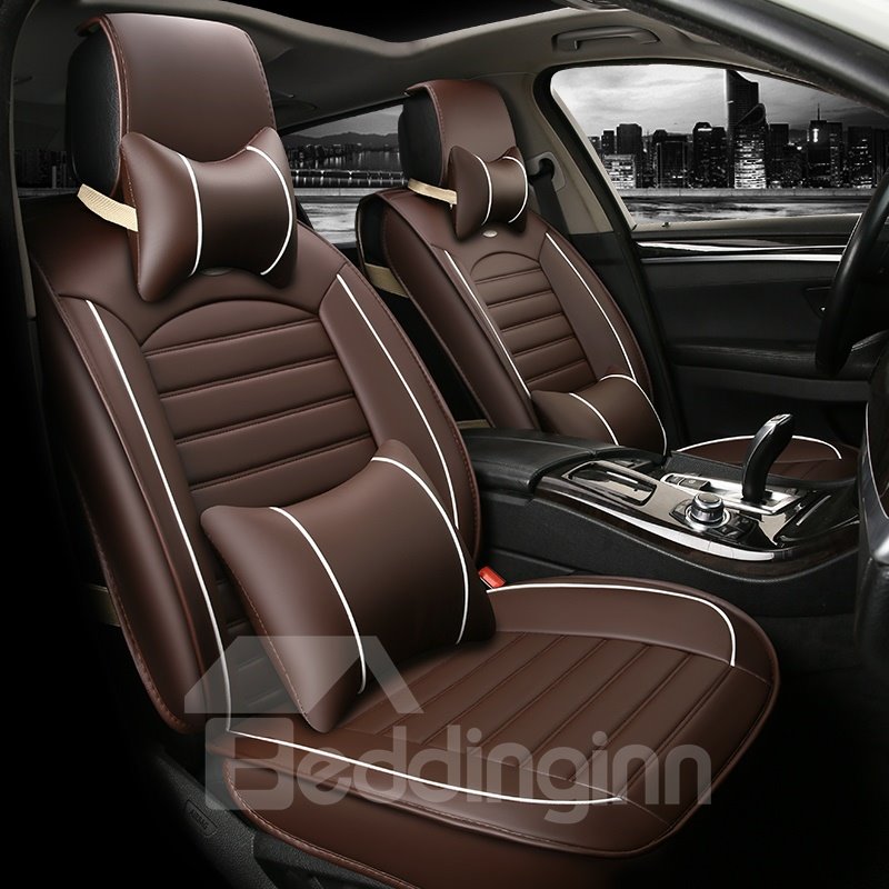 Autositzbezug-Kissen, wasserdicht, langlebig, PU-Leder, vorne und hinten, komplettes Set, Autositzbezüge für 5-Sitzer-Fahrzeuge, geeignet für den ganzjährigen Einsatz