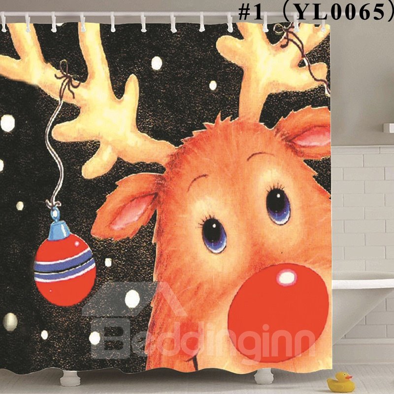 Wasserdichter, antibakterieller, umweltfreundlicher Duschvorhang aus Polyester mit Weihnachtsmuster