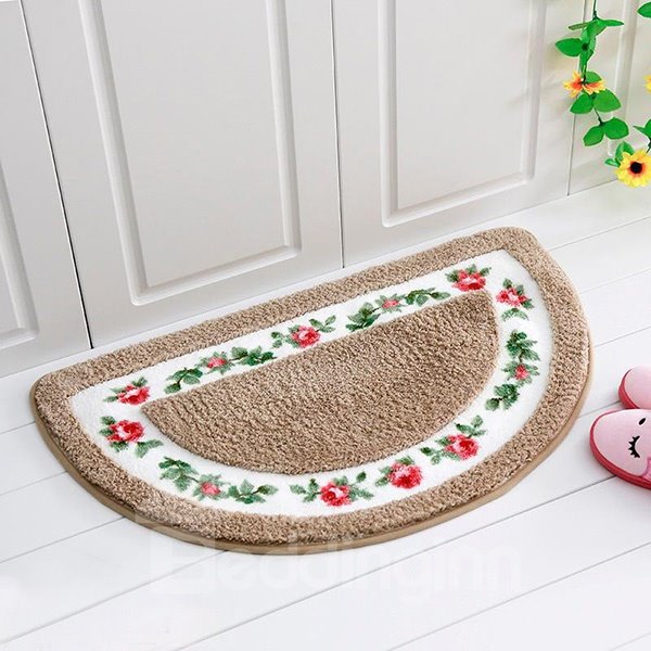 Edler halbrunder Badteppich mit anmutigem Rosenmuster