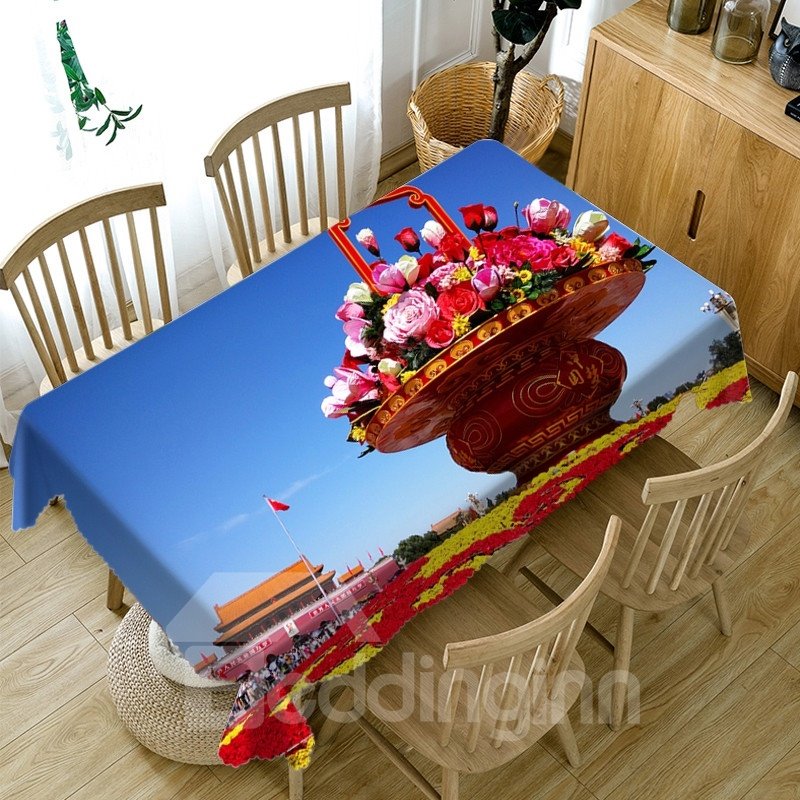 Polyester Waterproof Oilproof European Style 3D Tablecloth