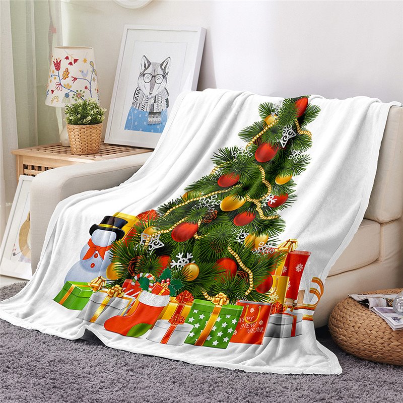Manta navideña 3D, manta de lana Coral para oficina, sofá, dormitorio, manta para mantener el calor en invierno, poliéster, regalo de Año Nuevo