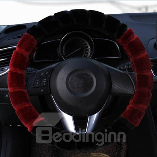 Magic Contrast Color Design High Cost-Effective Universal Plush Car Steering Wheel Cover