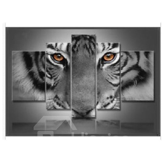 Tiger Head Printed Hanging 5-Piece Canvas Eco-friendly and Waterproof Non-framed Prints
