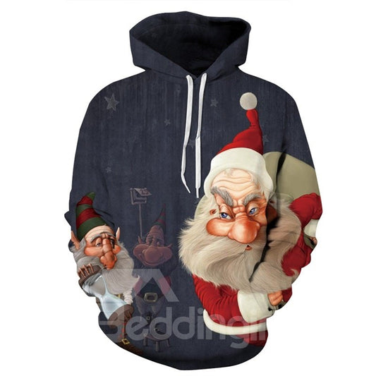 Long Sleeve Strange Santa Claus 3D Christmas Pattern Hoodie