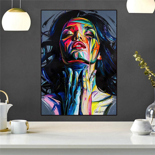 Non-Framed Prints Camouflage Girl Spray Painting Black Modern Realism Print Wall Decorations