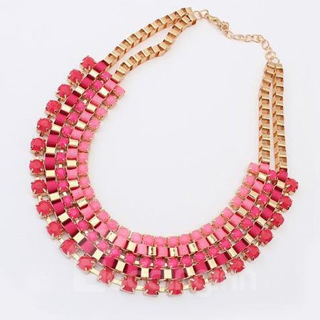 Woemns Fashion Colorful Sparkle Statement Necklace