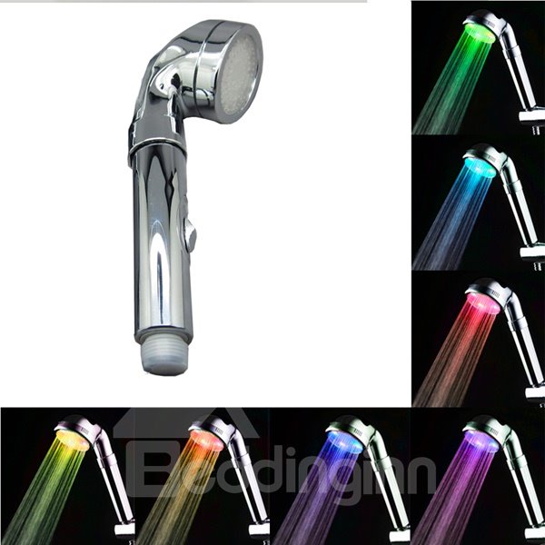 7 Colors Automatic Gradual Changing LED Shower Head with ON/OFF Handle Switch