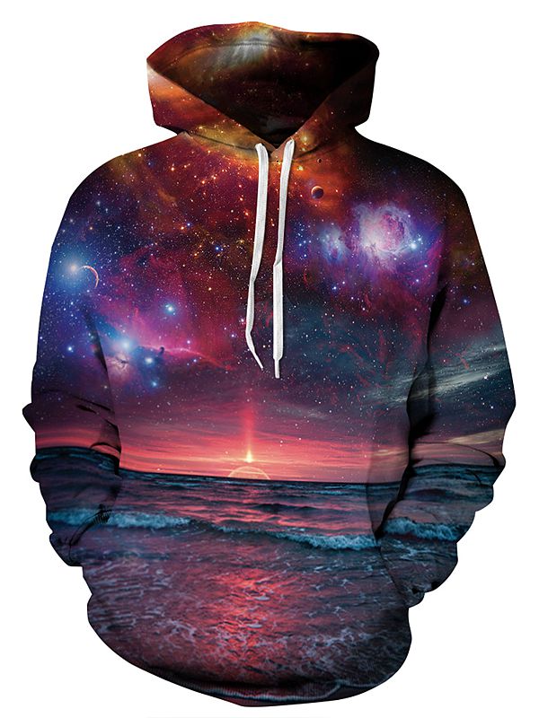 Beautiful Seaside Landscape Pattern Sunset 3D Painted Hoodie Couple Outfit Unisex Pullover Hoodies Loose Polyester Sweatshirt