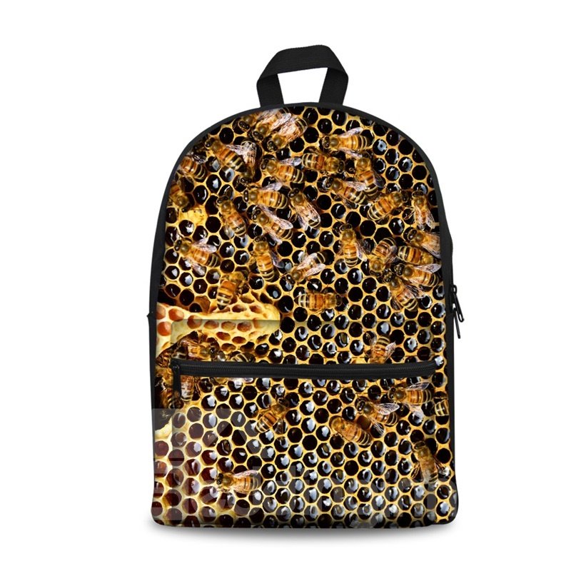 Honeycomb Bee 3D Pattern School Outdoor for Man&Woman Backpack
