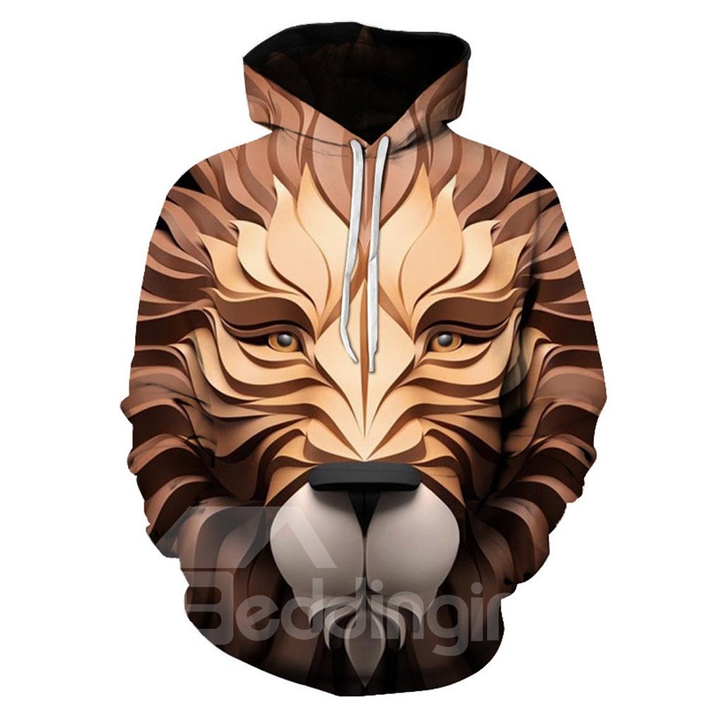 Bedinginn Animal Thick Print Pullover Herbst Herren Hoodies