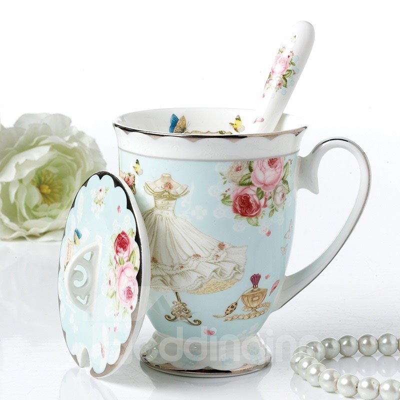Romantic European Country Style Flower Pattern Home Coffee Mug
