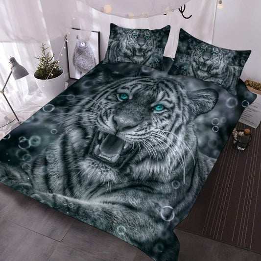 Roaring Tiger 3D Animal Print Comforter 3-Piece Bedding Set Lightweight Comforter with 2 Pillowcases