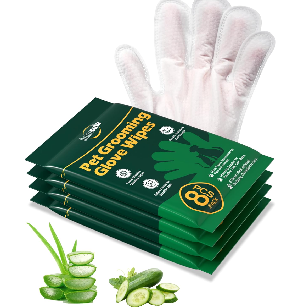 32 PCS Unscented Extra Thick Pet Bathing Wipes for Dogs & Cats, Dog Wipes Washing Gloves, Cleaning & Deodorizing Grooming Gloves for Daily Care and Traveling with EDI Water, Glycerin, Aloe Extract